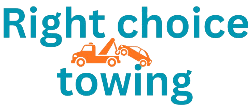 Right Choice Towing logo featuring an orange tow truck icon between the company name.